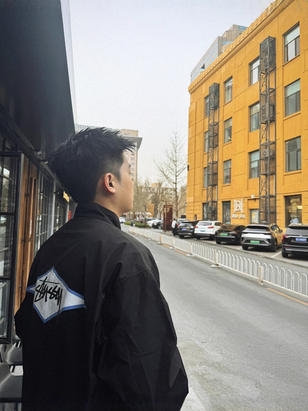 跨境专供stu拉链翻盖字母印花美式哈灵顿复古夹克外套 男女同款|undefined