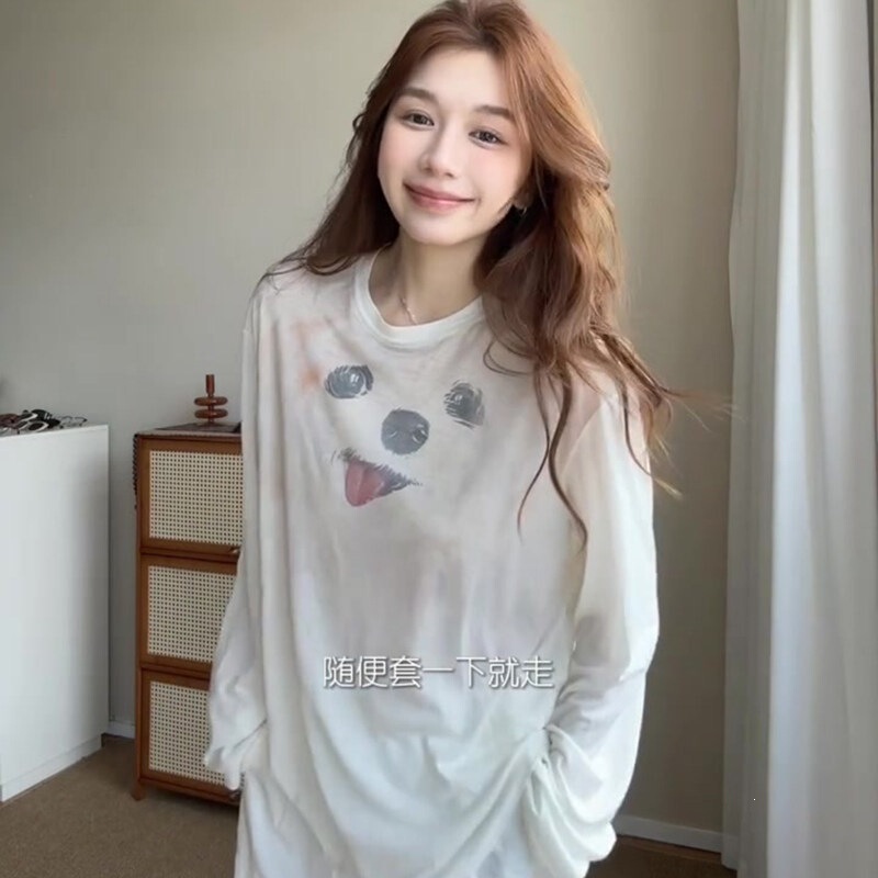 【Bamboo Pattern】City Wilderness 2026 Summer New Long Sleeve Thin T-Shirt for Women, Loose Casual Printed Top 【Bamboo Pattern】City Wilderness 2026 Summer New Long Sleeve Thin T-Shirt for Women, Loose Casual Printed Top