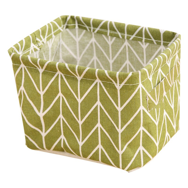 Tela con impresión portátil de algodón y lino cesta de almacenamiento artículos diversos de escritorio gabinete de organización ropa pequeña cesta de almacenamiento de tela