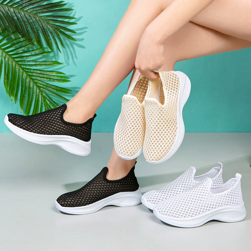 Meizhijian летние спортивные сетчатые туфли с вырезами, женская обувь, дышащая легкая однотонная рабочая обувь для студентов и медсестер