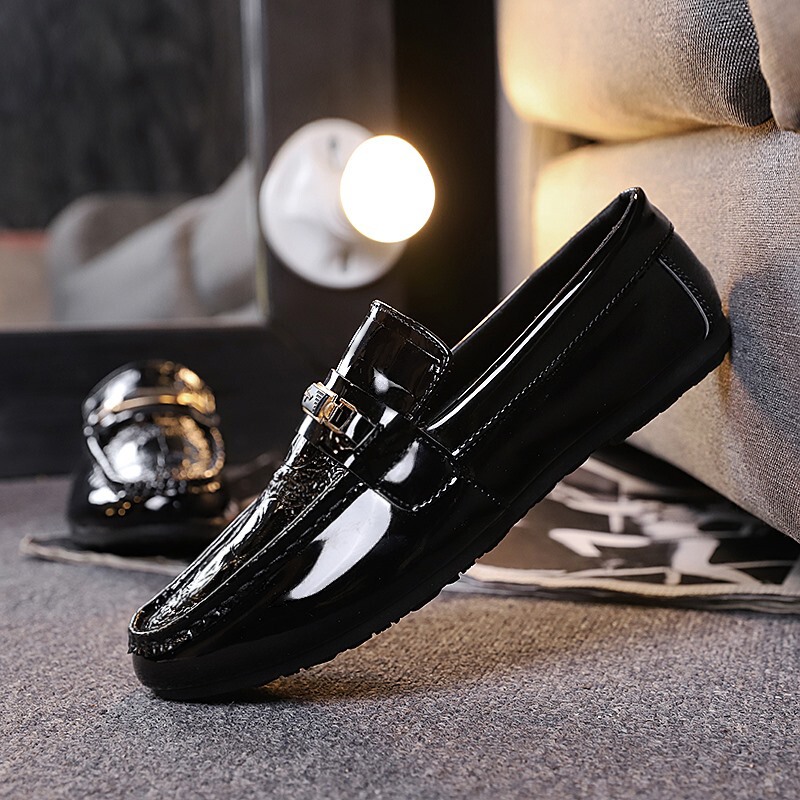 2024 Summer Easiest for Match Men's Loafers Men's Social People Korean Style Lazy Casual Shoes Hairstylist Bright Leather Shoes