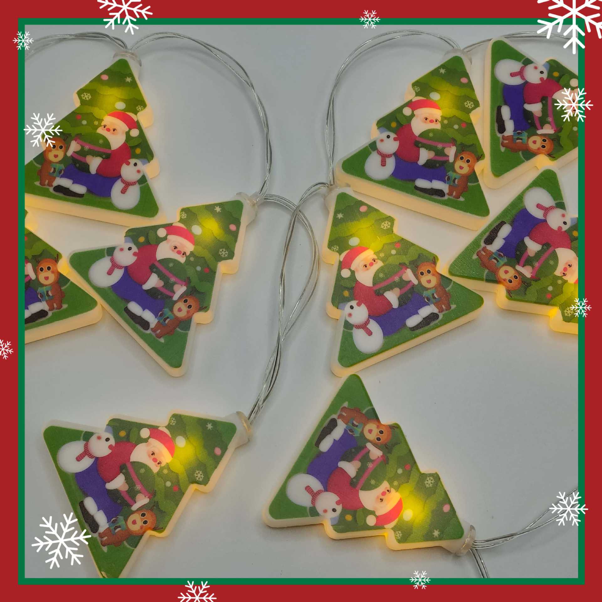 Linterna de cadena de luces de Navidad, muñeco de nieve, estrella, árbol de Navidad, habitación led, decoración de la escena del hogar, ambiente decorativo