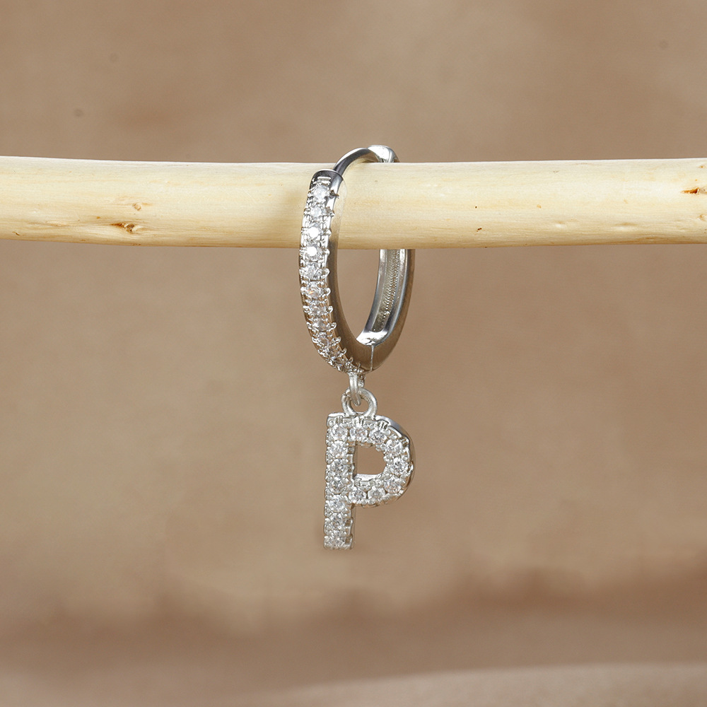 6g Weight Copper Ear Needle Material Zircon Inlay Material Charm Sleeper Hoop Earrings, Drop Earrings Classification 1 Piece Quantity Daily Occasion Copper Material Letter Pattern Unisex Gender Plating Design Casual Style 1 Piece Casual Letter Plating Copper Zircon Drop Earrings 24