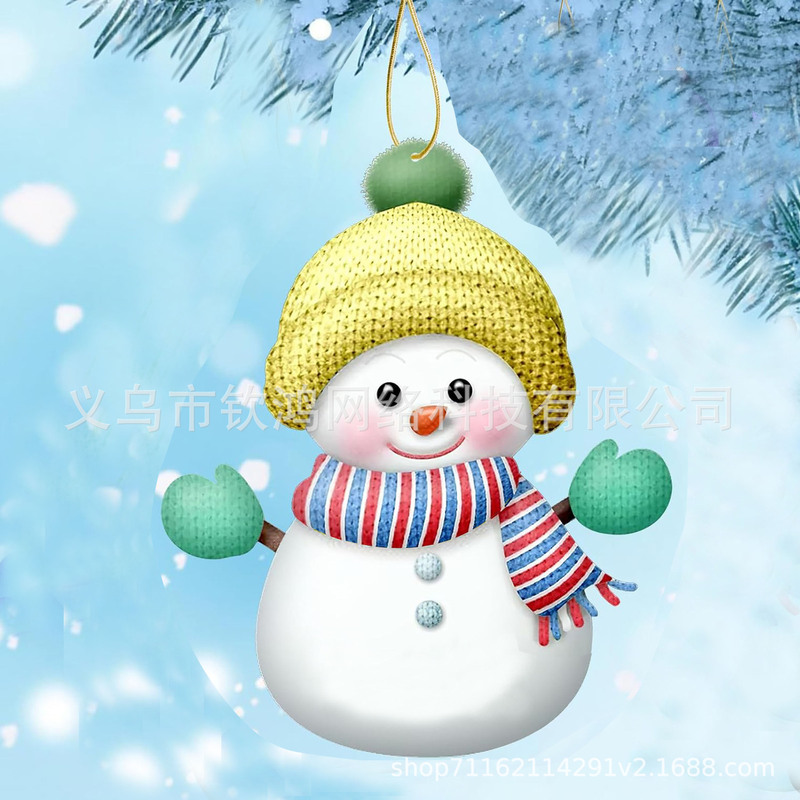 クロスボーダー個性クリスマス雪だるまアクリル2D平面吊り下げアクセサリー家庭パーティークリスマスツリー装飾ストラップ|undefined