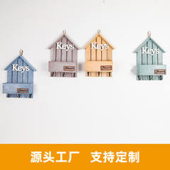 跨境壁掛小木屋木質創意手工牆面掛件插花擺件家居掛飾仿真花花盆