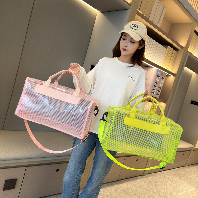 Summer Travel Bag Large Capacity Luggage Bag Jelly Transparent Pvc Shoulder Crossbody Satchel Fitness Swimming Training Bag