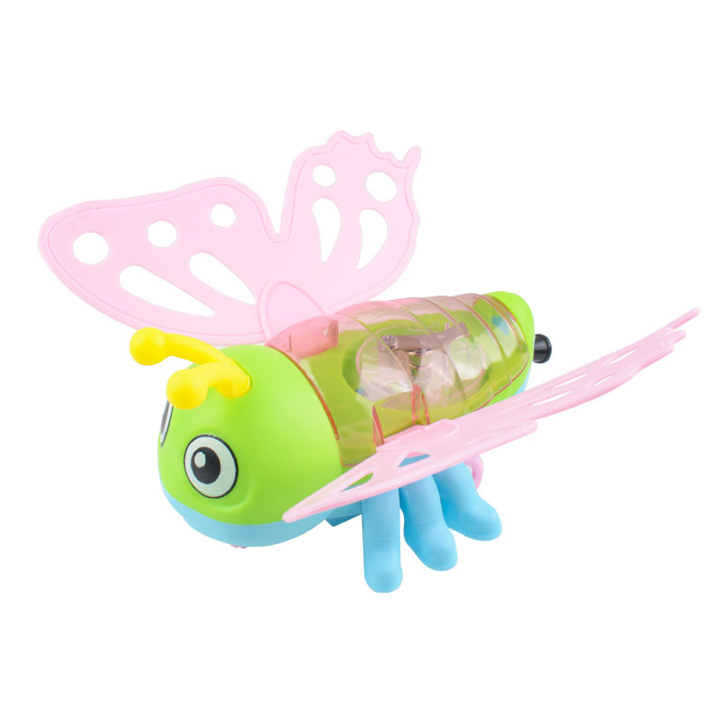 Juguetes de dibujos animados para niños abejas de cuerda de tracción mariposas flash jardín de infantes pequeños regalos al por mayor