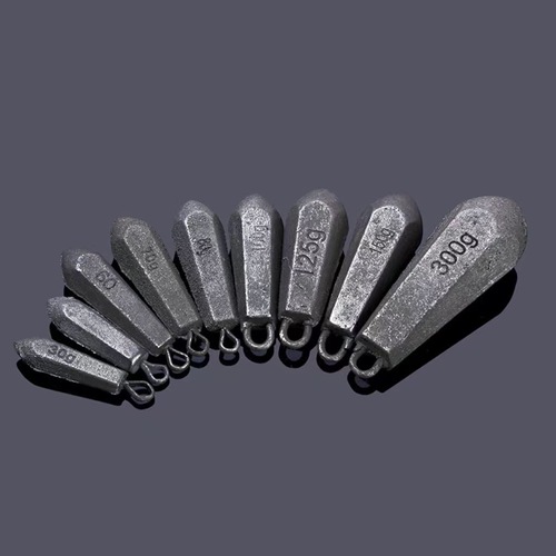 Ringed hexagonal iron sinker for eco-friendly casting fishing, far-reaching casting weight, iron casting fishing sinker with hook ring, manufacturer wholesale