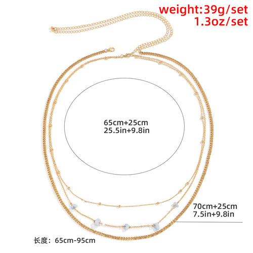 Sexy beach resort style gravel waist chain for women European and American cross-border trend punk metal chain multi-layer body chain