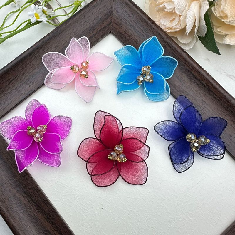 二層メッシュフラワー立体クリスタルユリフラワー装飾品装飾衣類アクセサリーイヤリング靴花靴バックルアクセサリー|undefined