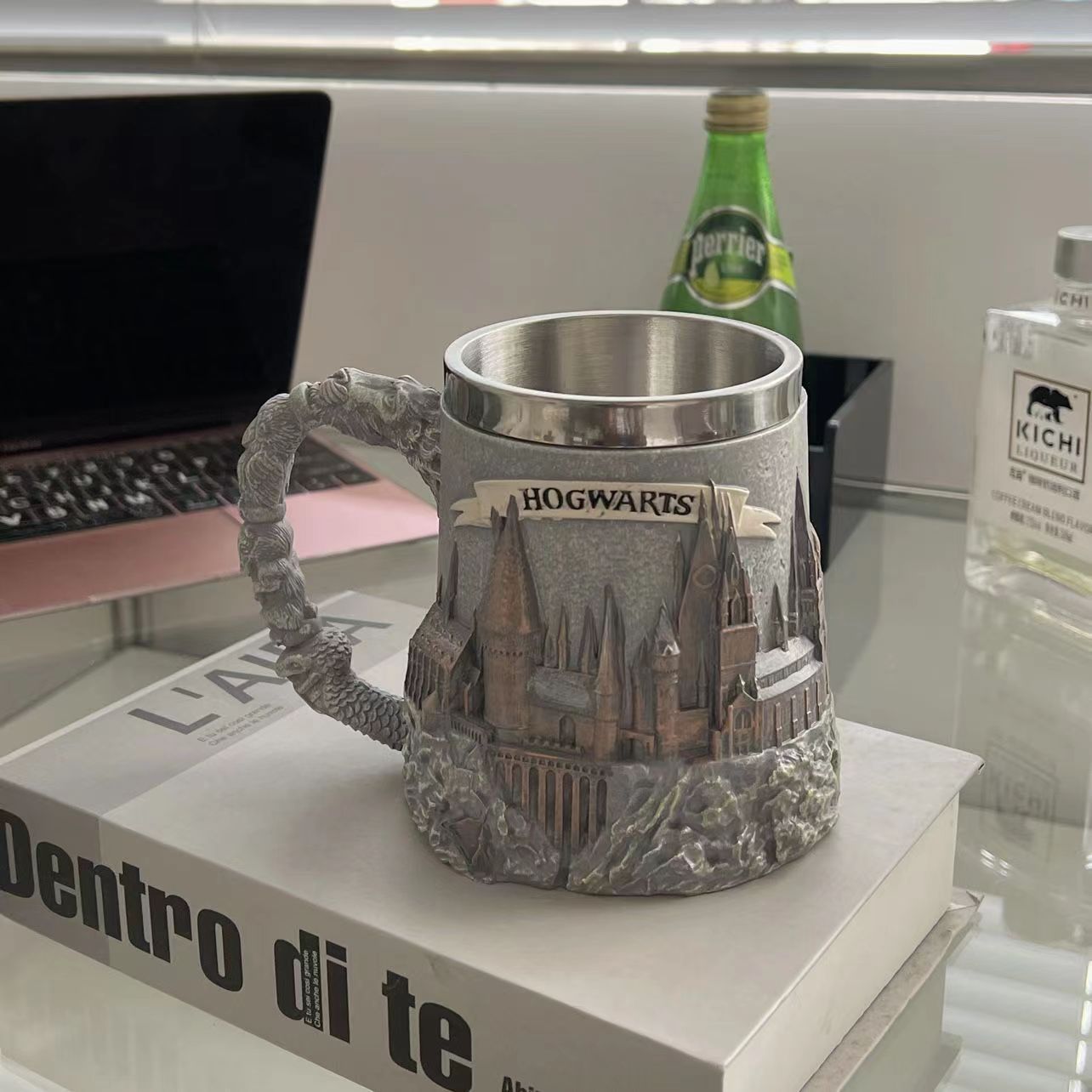 Colección creativa original de Harry Potter tazas de cerveza de la escuela de magia taza de pie alto recuerdos de acero inoxidable