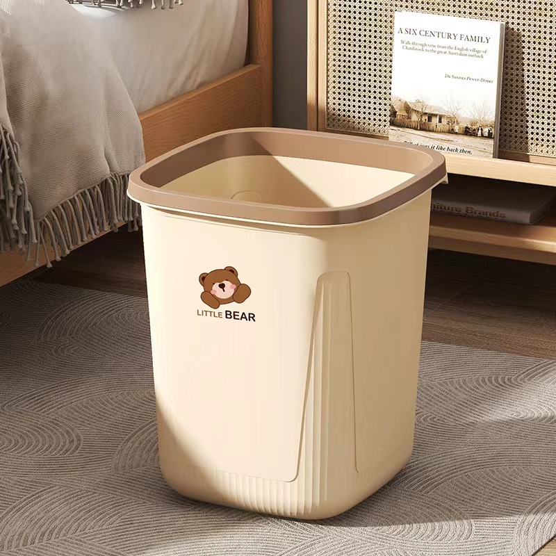 square without cover trash can household light luxury bear large pressure ring kitchen and bedroom toilet toilet toilet wastebasket