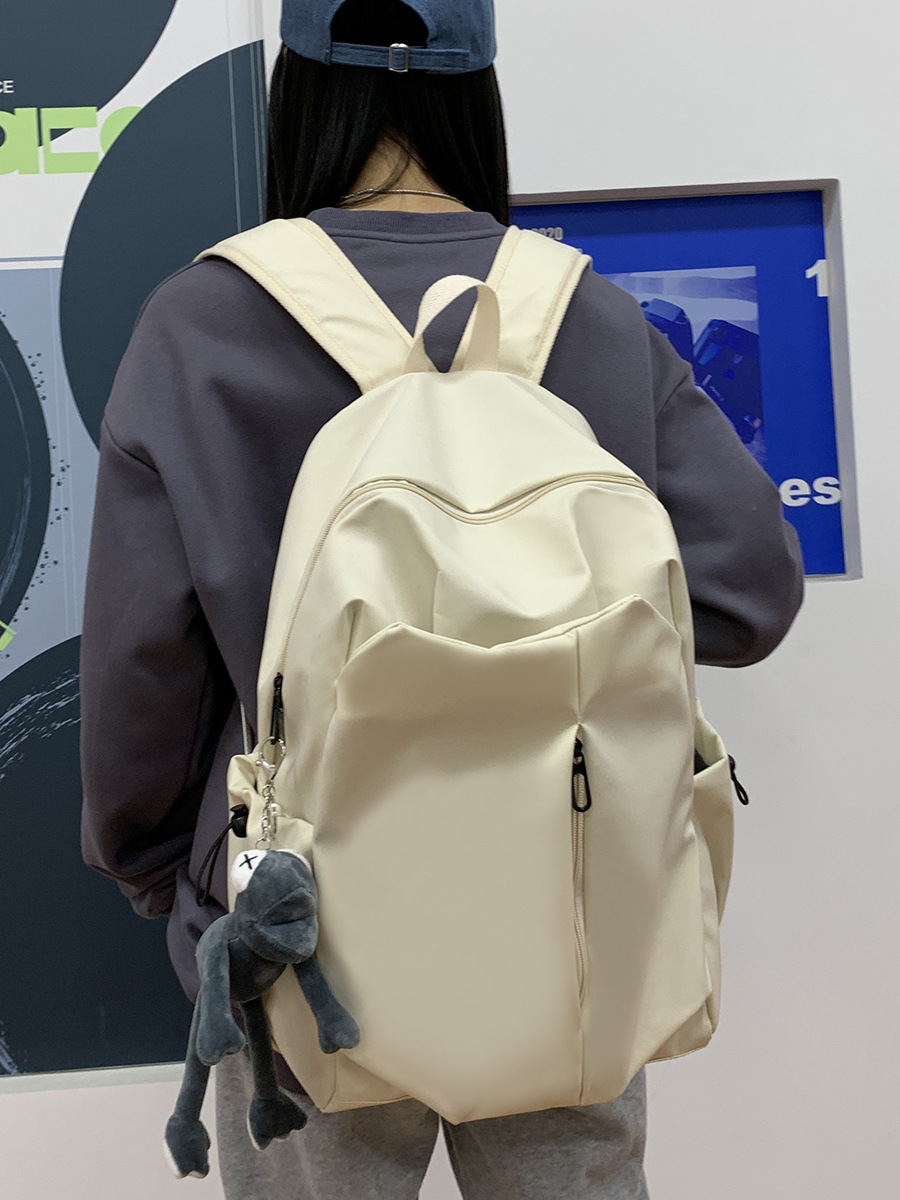 シンプル大容量ins純色コンピュータリュックサック大学高校かばん森系キャンパスキャンバスリュックサック男女