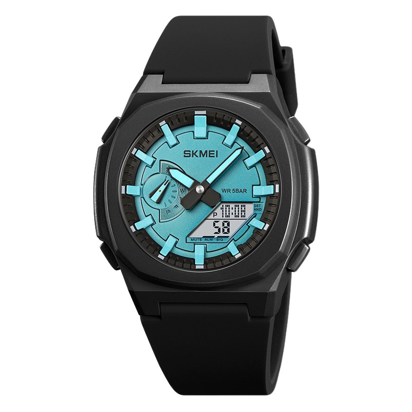 SKMEI multifunción deportes domésticos reloj electrónico cinta de silicona doble movimiento loro impermeable reloj de hombre 2091
