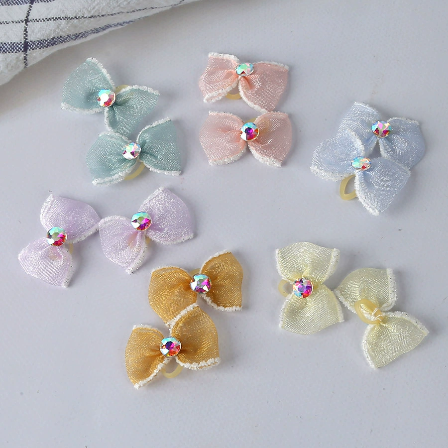 Домашние животные банты головные уборы Собаки сверкающие кирпичные резиновые кольца для волос Йоркшира Волосы Волосы Марцис Щенки Волосы Веревка