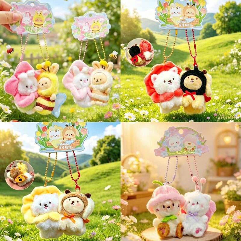 Trendy and Fun Flower Elf Magnetic Stickers Plush Pendant Keychain Gift for Best Friends Backpack Keychain