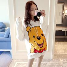 孕妇装秋冬季卡通连帽长袖卫衣新款秋装外套韩版宽松大码卡通上衣