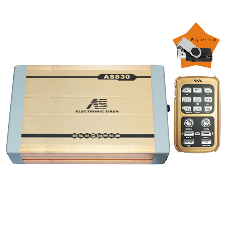 AS830KG car-mounted wireless remote control siren speaker, 12V car loudspeaker, high-pitched alarm, supports MP3