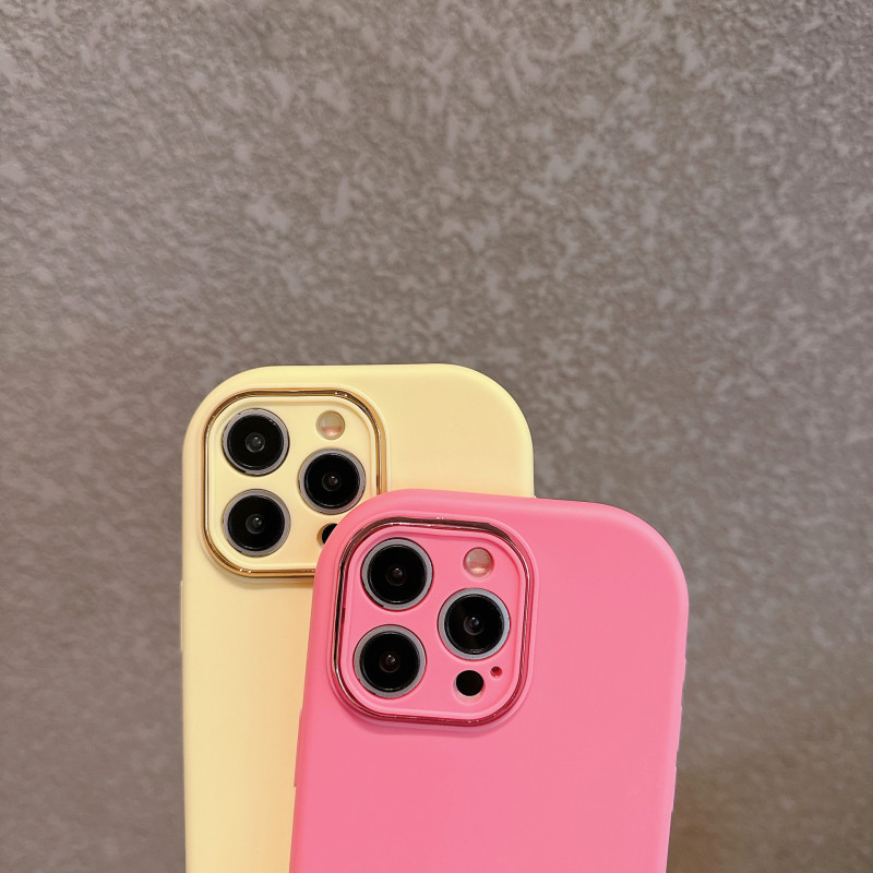 iphone15promax 無地シリコン携帯電話ケース Apple 14 電気メッキレンズ 13 細穴 16 落下防止 xr に適しています。|undefined