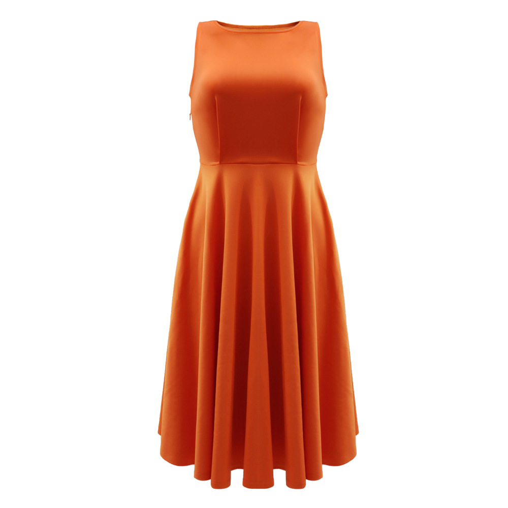Solid Color Simple Sleeveless Vest Casual A line Large Hem Women Dress
