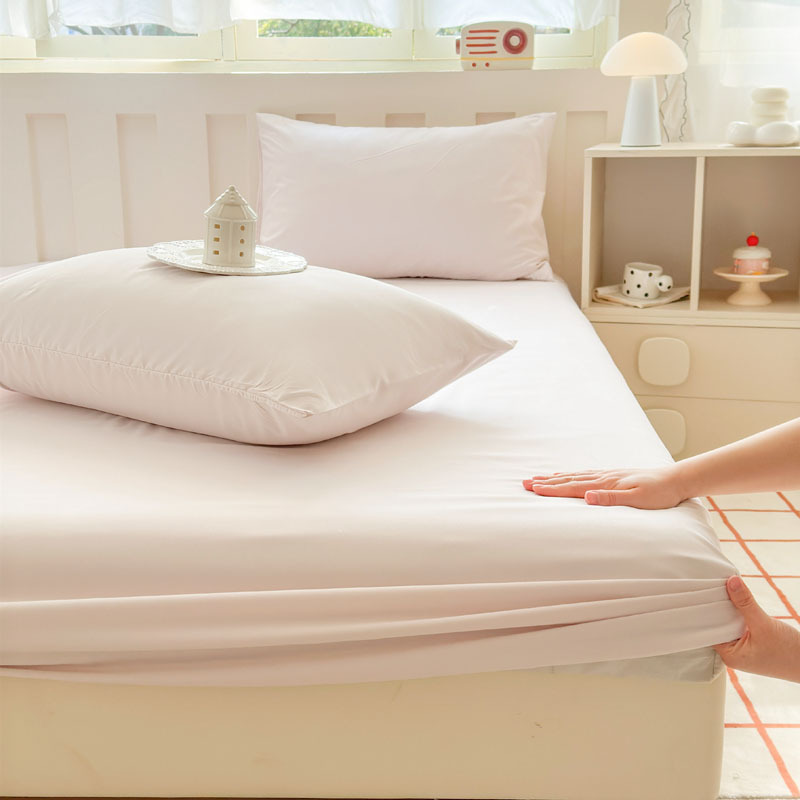 2025 nuevo estilo japonés color sólido viento sin impresión tipo A leche algodón lavado súper suave sábana de una pieza funda de almohada