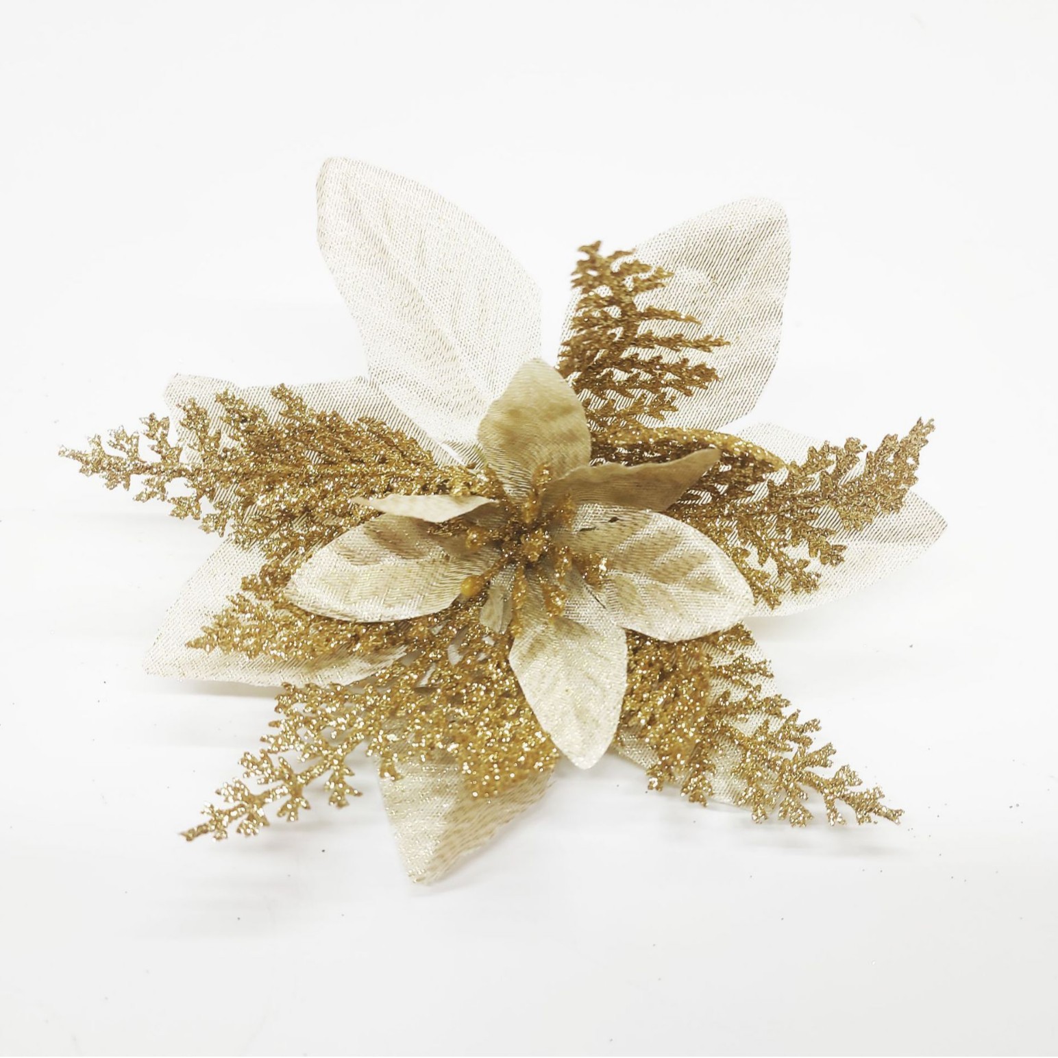 Adornos navideños con polvo dorado – accesorios brillantes para árbol de Navidad y decoración festiva