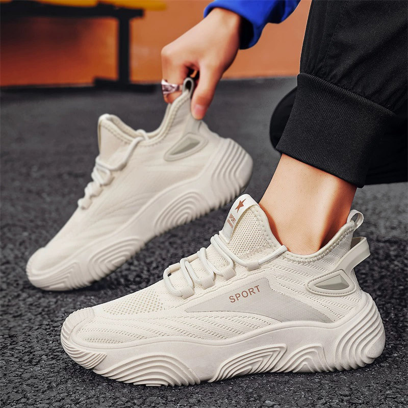 Летняя новая летающая сетка дышащая мужская обувь для бега спорт повседневная сетка обувь тонкая трикотажная обувь