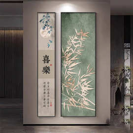 宋氏美学入户正对门玄关装饰画新中式花鸟壁画中古风走廊过道挂画