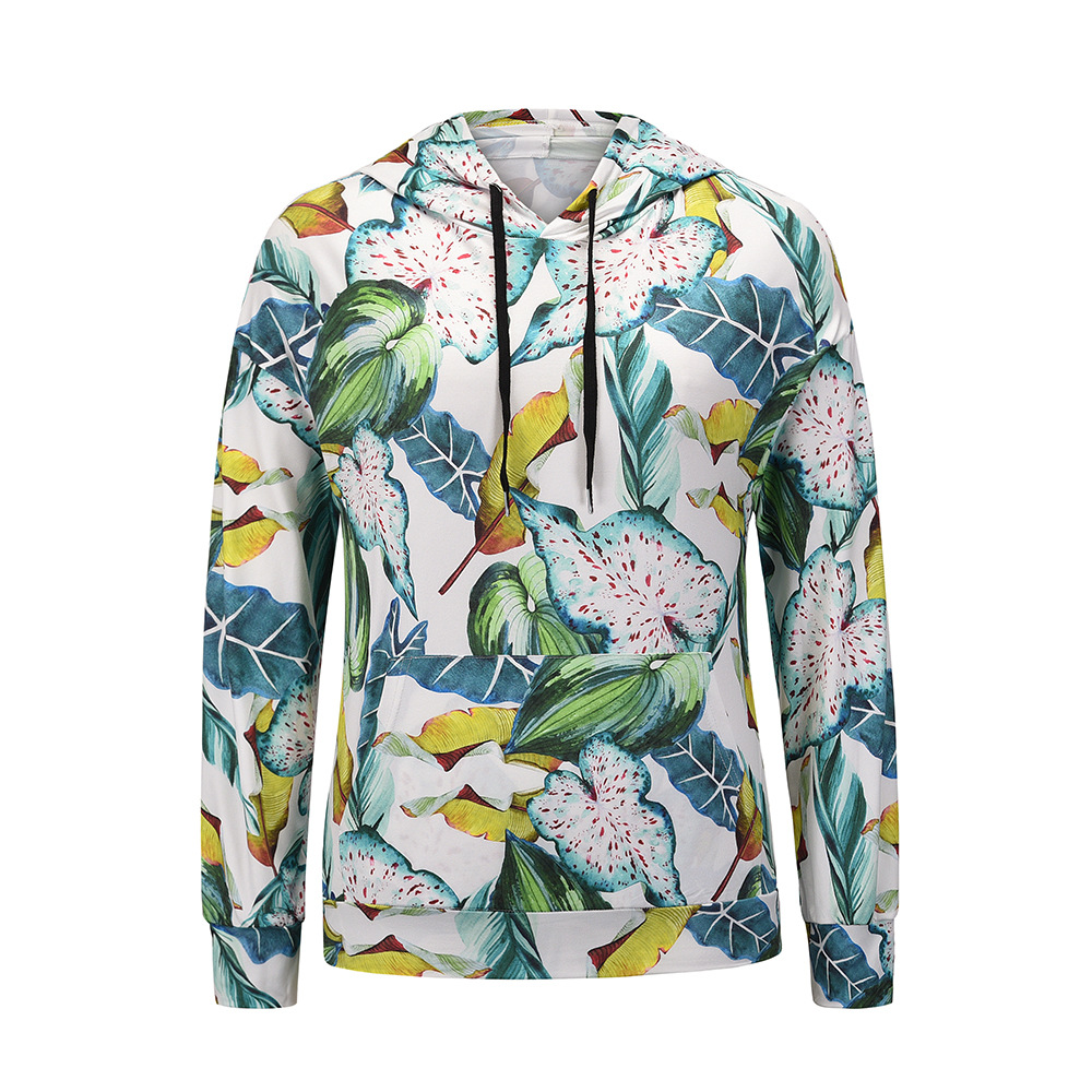 New Autumn And Winter Women Floral Print Hoodie Sweatshirt