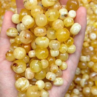 [Raw Ore Natural Amber Beeswax] Russian White Flower Wax Bead Diameter 7-14mm Waxy Rich Clear Pattern