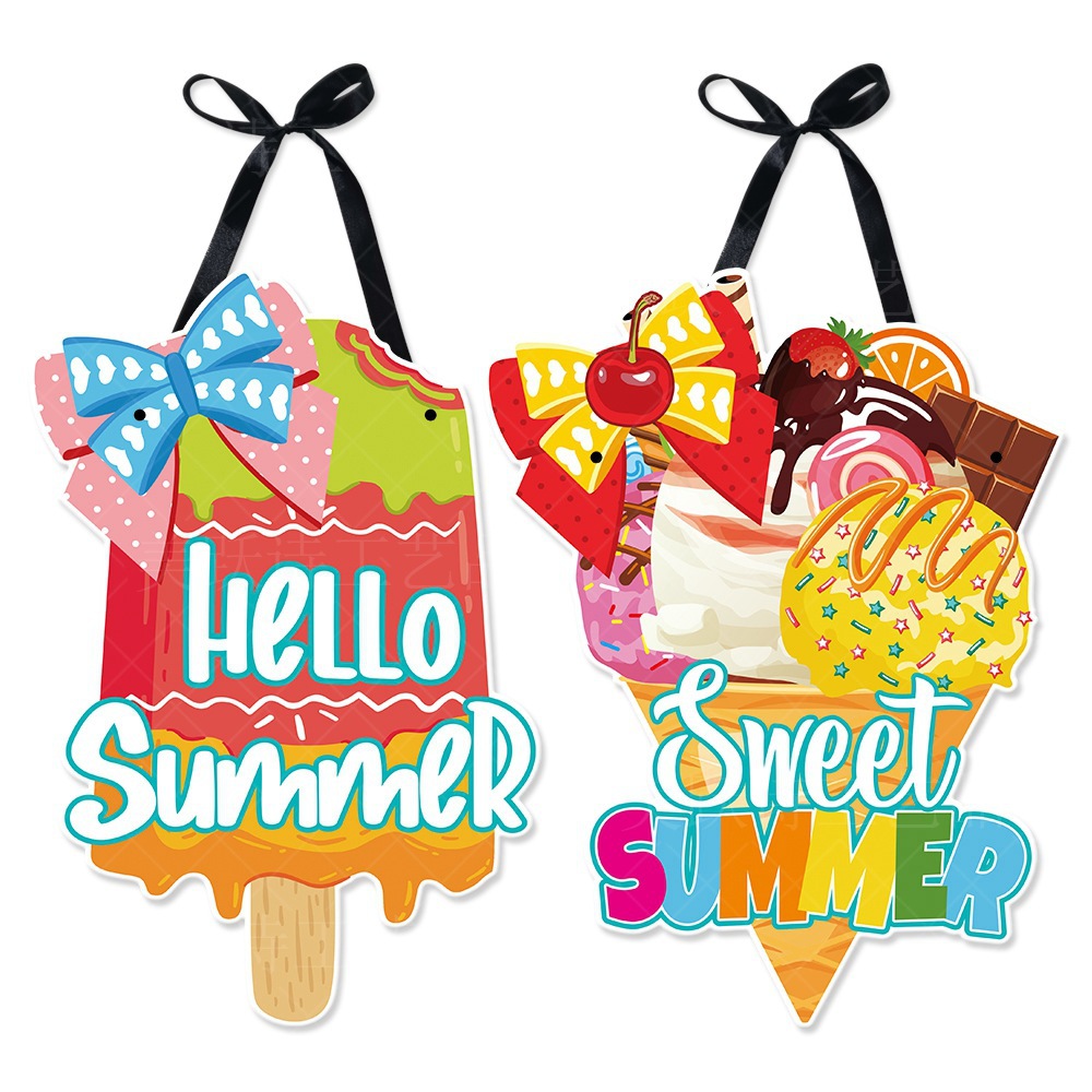 Nueva decoración hawaiana puerta colgante etiqueta verano fiesta escena diseño helado colgante