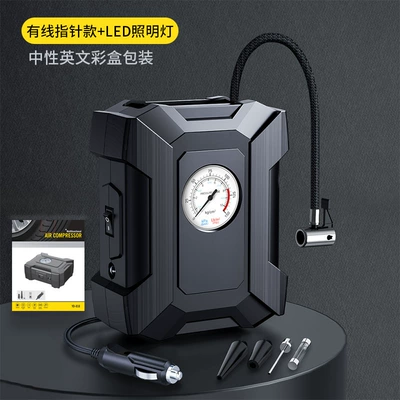 Car-Mounted Multi-Function Electric Tire Pump, Hava nasosu - pointer-model-with-12v-connecting-cable-neutral-english-packaging-without-logo