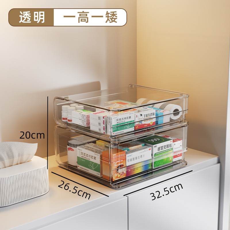 家庭用薬箱多層収納ボックス引き出し型薬透明薬オーガナイザー収納ラックデスクトップ工場直販|undefined