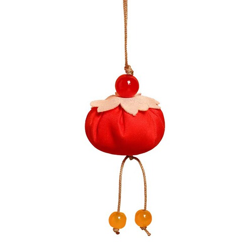 Mini persimmon-shaped sachet with sandalwood for the Dragon Boat Festival at Lingyin Scenic Area, bringing good luck and the wish for 