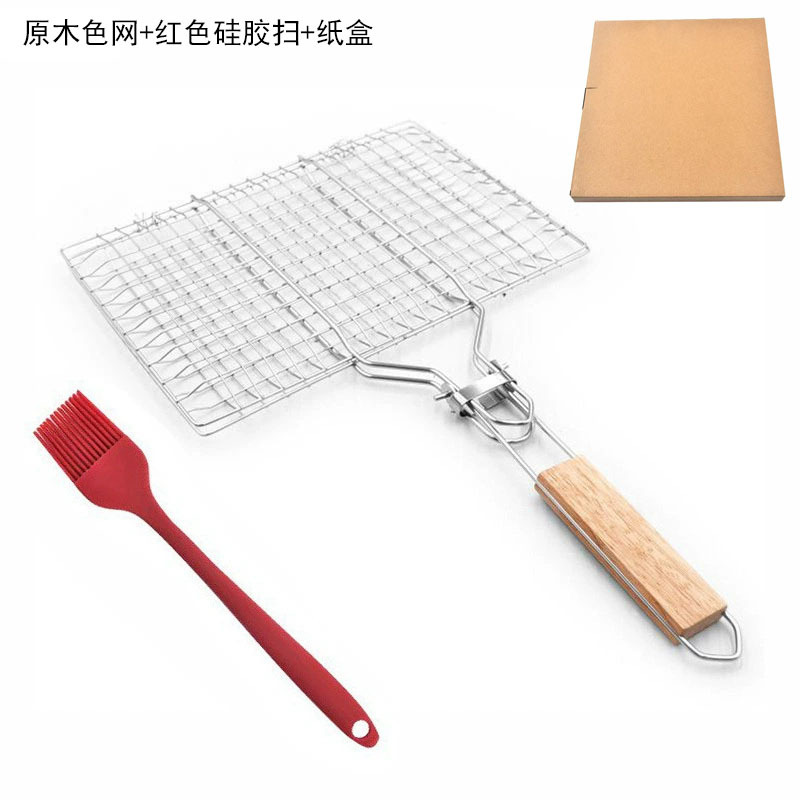 Cesta Rejilla para Pescado a la Parrilla de Acero Inoxidable Plegable Portátil Antiadherente para Barbacoa al Aire Libre image 11