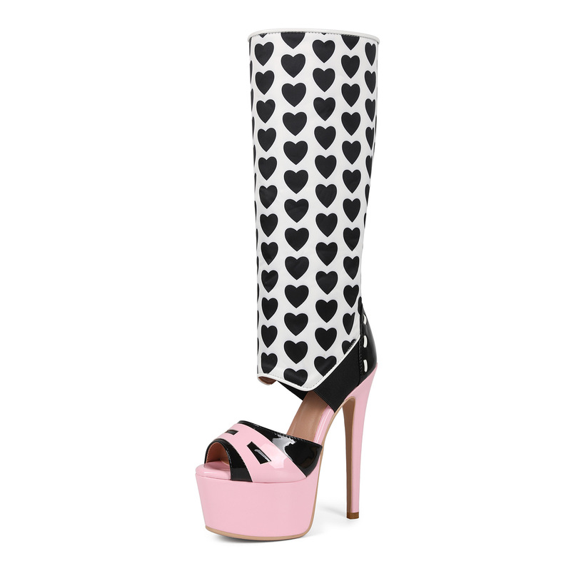 Foreign Trade Cross-Border Exclusive Supply of Large Size High-Heeled Shoes for Women, European and American Sexy Heart-Shaped Banquet Nightclub Amazon Ultra-High Heel Sandals