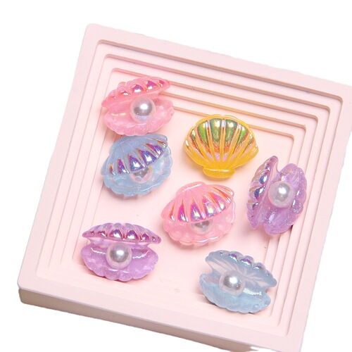 Resin simulation colored three-dimensional pearl shell small accessories DIY pearl gloss accessories shoe buckle bracelet decoration accessories