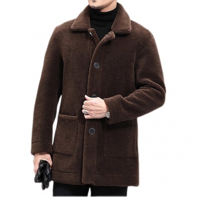 leather clothing Autumn and winter new pattern Sherpa coat man Lapel Trend Plush thickening men's wear Winter clothes coat
