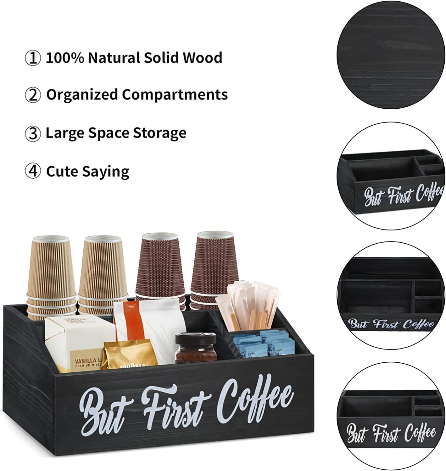 Wooden coffee box rack storage basket cafe accessories decorative desktop sundries storage cafe bracket wholesale