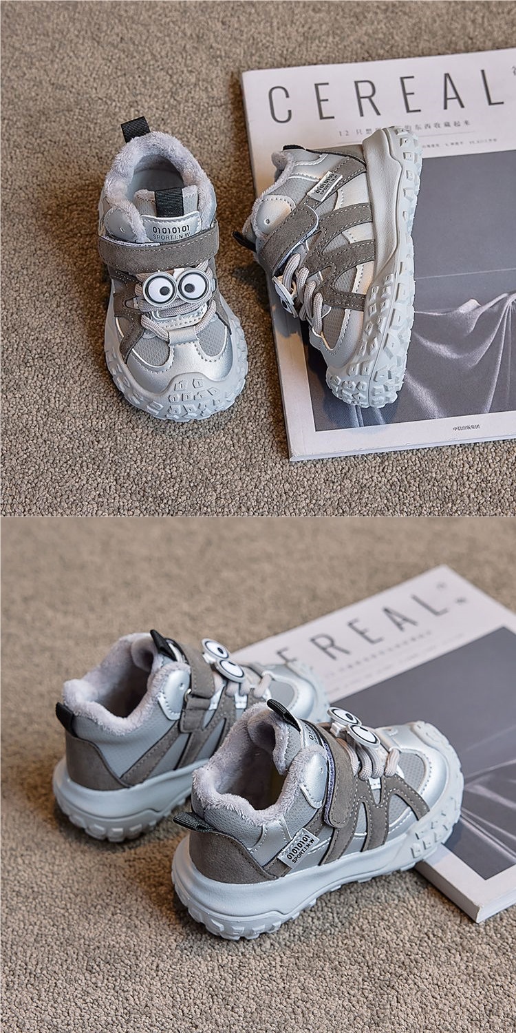 Baskets chunky pour enfant doublées polaire chaussures chaudes_voghion.com