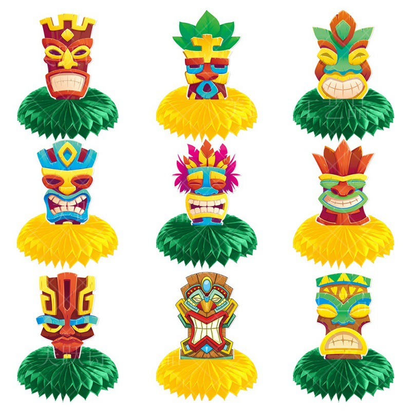 Transfronterizos nuevos adornos de abeja de escritorio hawaianos máscaras de decoración de verano Tiki fiesta adornos de escritorio