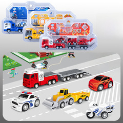 回力工程車玩具套裝兒童迷你消防軍事模型慣性小汽車禮品地攤玩具