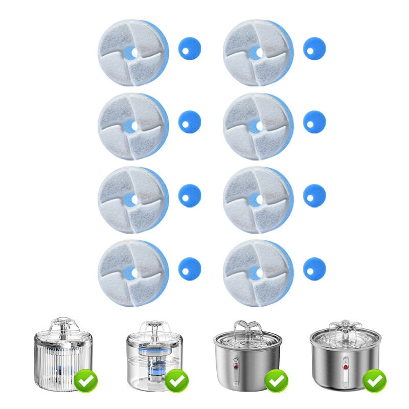 Dispensador de agua para perros y gatos, filtro de algodón, carbón activado, adecuado para una variedad de bebederos para mascotas, filtro de impurezas del cabello, agua de circulación