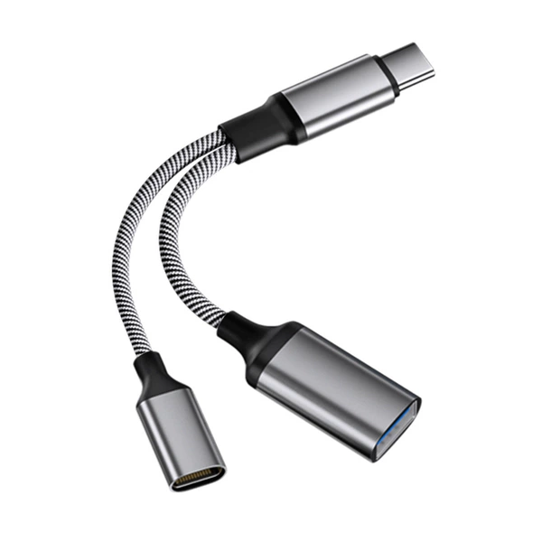 TYPE-C60w charging OTG two-in-one adapter cable (gray)
