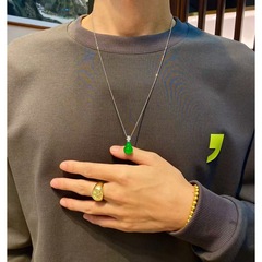 冰种天然阳绿翡翠吊坠18k金缅甸a货满绿葫芦玉吊坠男女款带证书