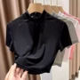 紧身短袖修身立领上衣