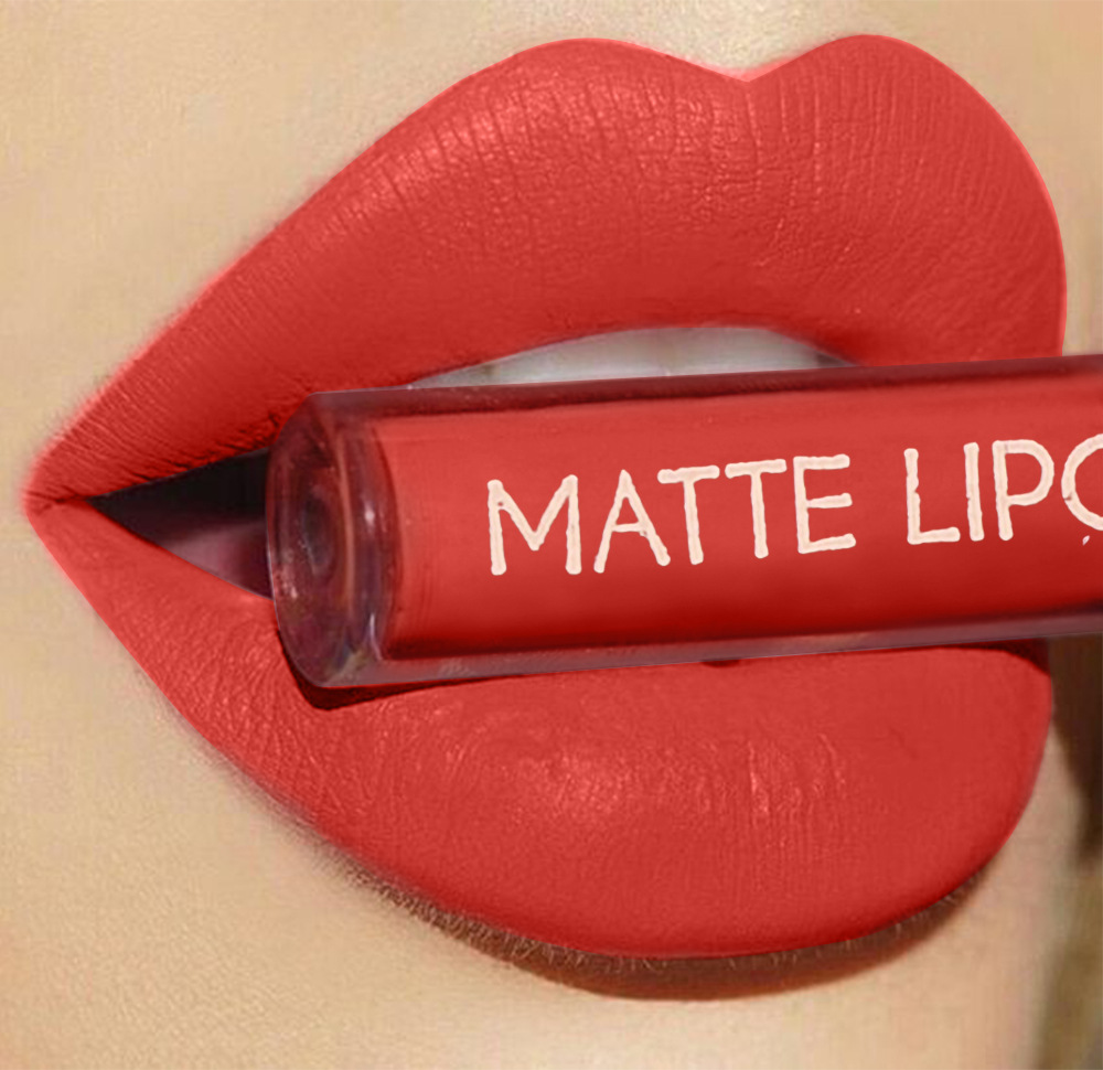 6-piece red matte lipstick set, liquid lipstick, waterproof, non-stick cup, lip gloss, velvet lip gloss, cross-border undefined