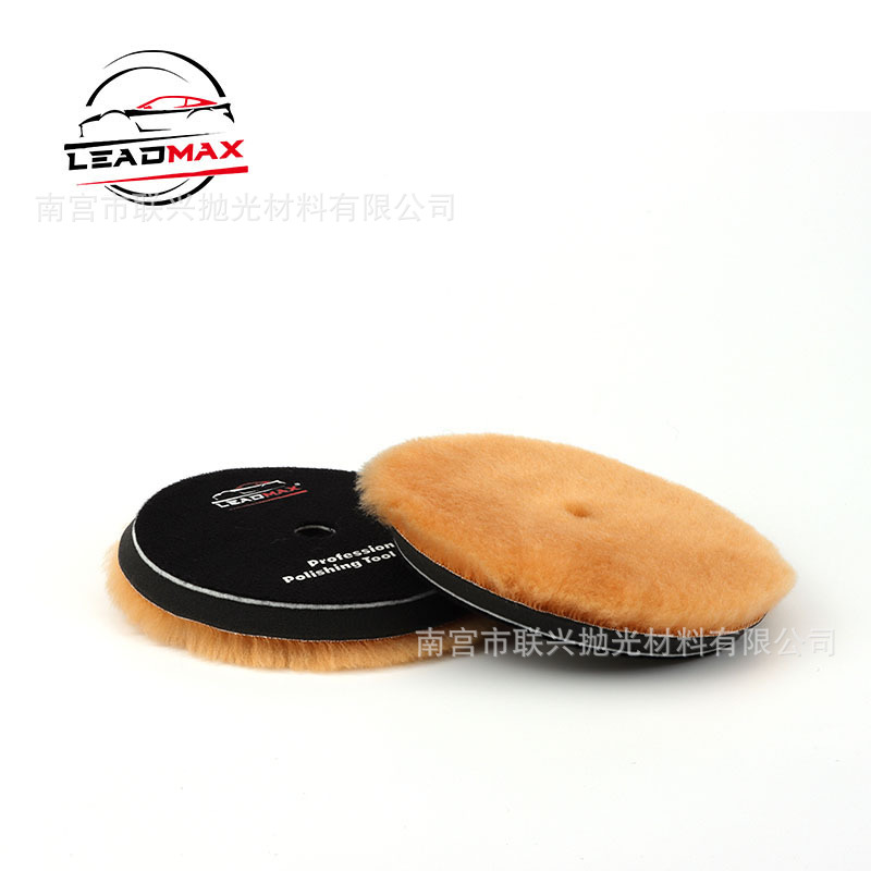 厂家批发5.5寸橙色羊毛轮RO长羊毛盘汽车打蜡盘DA羊毛抛光盘