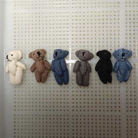 迷你小型毛绒玩具麻布关节熊衣服发饰材料装饰品4厘米现货批发