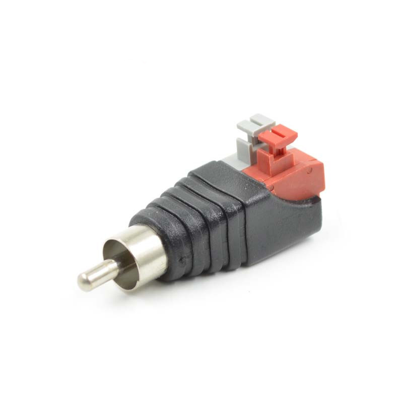 RCA音频插头 AV插头 按键式弹簧端子插头红灰126